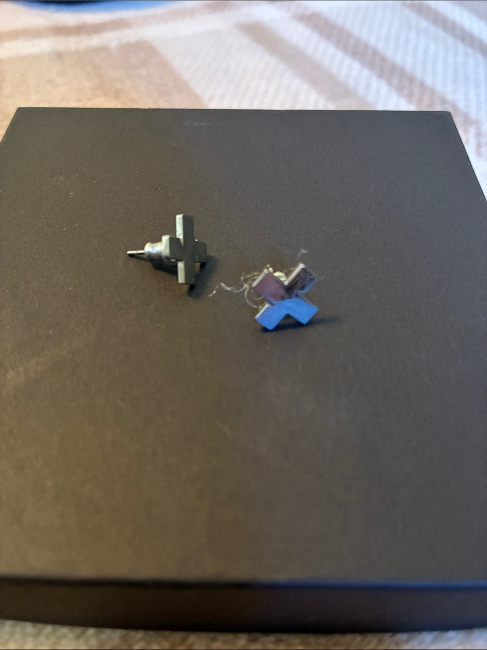 Minimalist Silver X Stud Earrings - Pair
